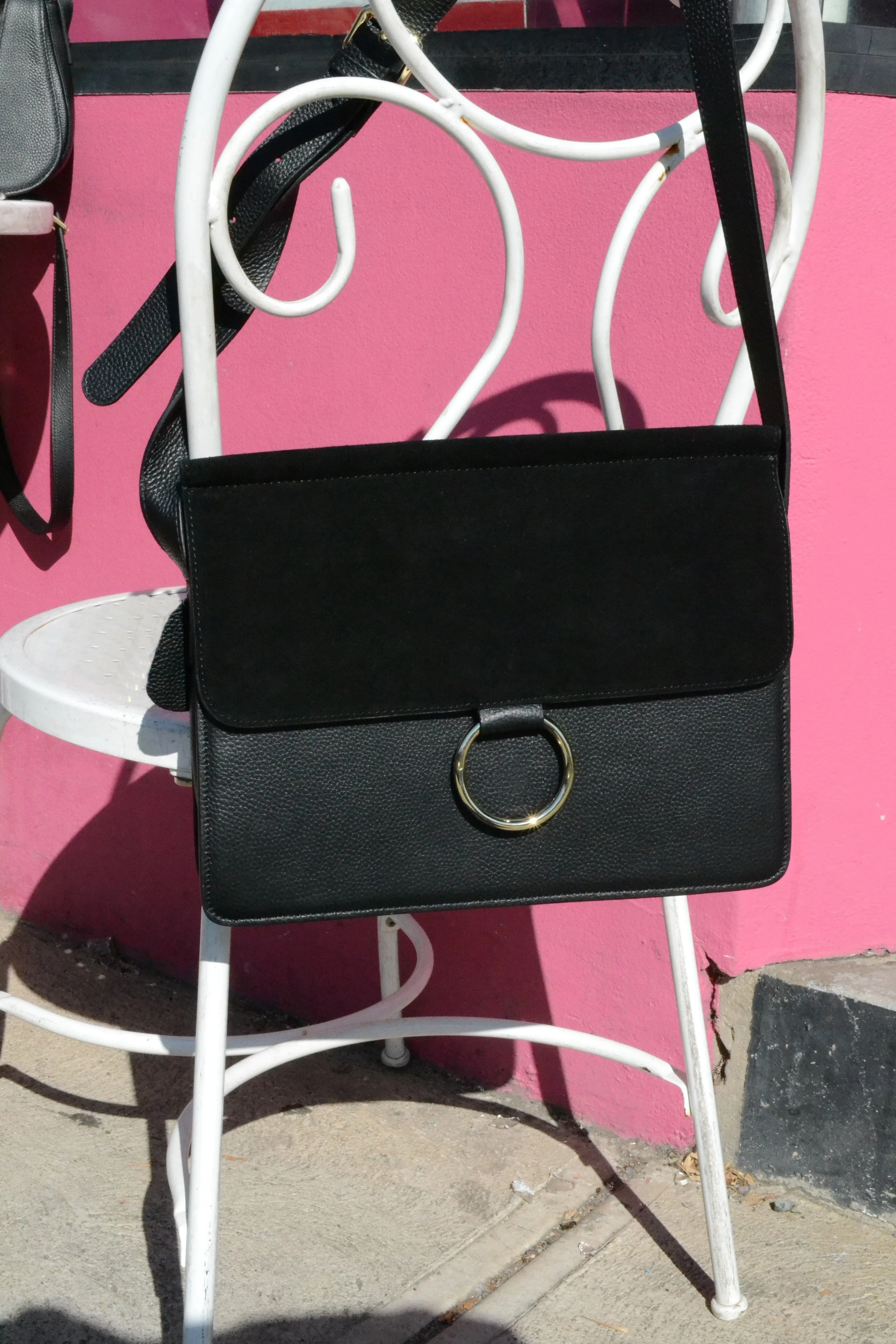 LEICHHARDT- Addison Road Pebbled Leather & Suede Shoulder Bag
