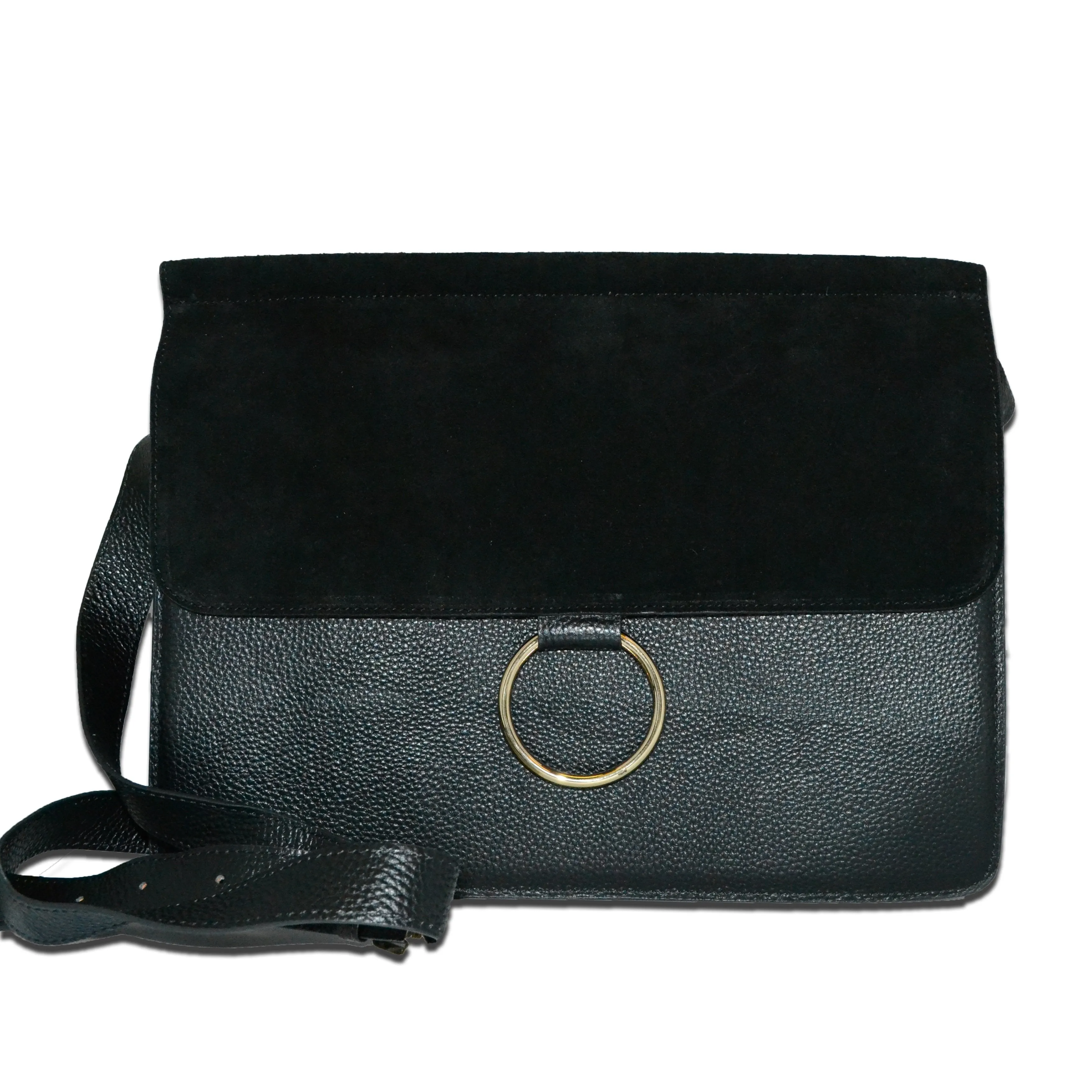 LEICHHARDT- Addison Road Pebbled Leather & Suede Shoulder Bag