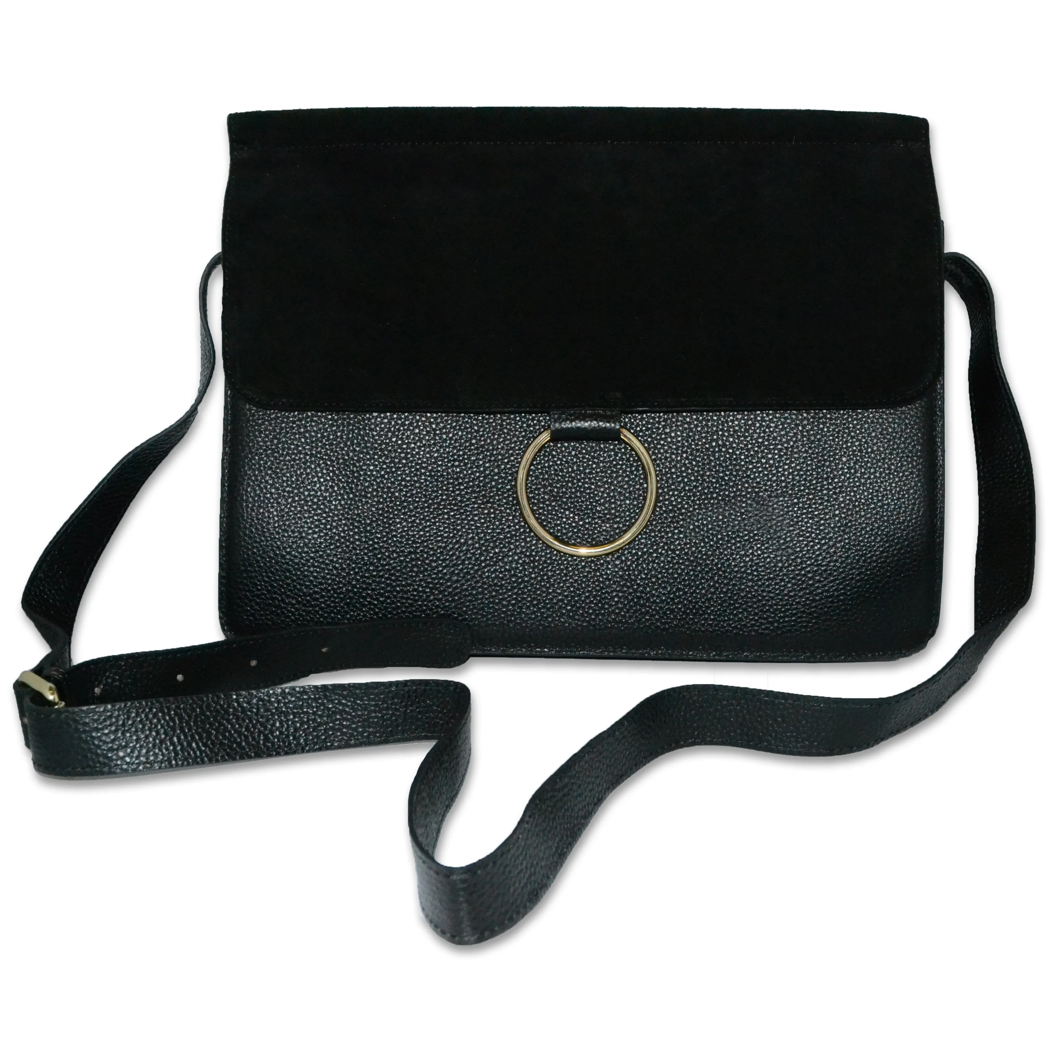 LEICHHARDT- Addison Road Pebbled Leather & Suede Shoulder Bag