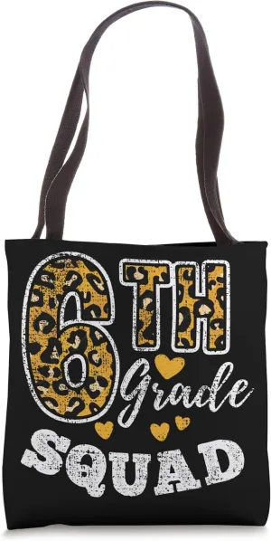 Leopard Print Sixth Grade Teacher 6th Grade Squad Vintage Tote Bag