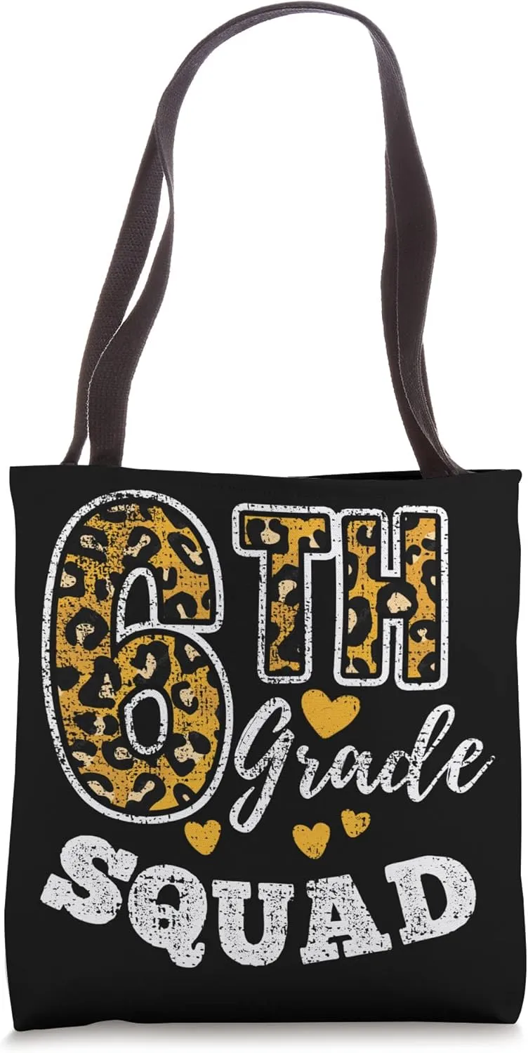 Leopard Print Sixth Grade Teacher 6th Grade Squad Vintage Tote Bag