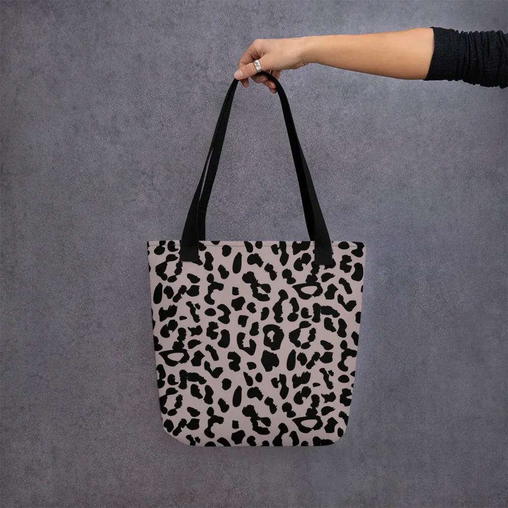 Leopard Print | Tote Bag with Black Handles