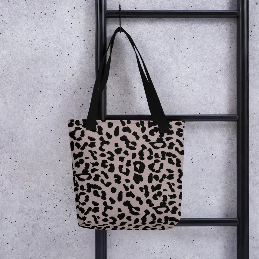 Leopard Print | Tote Bag with Black Handles