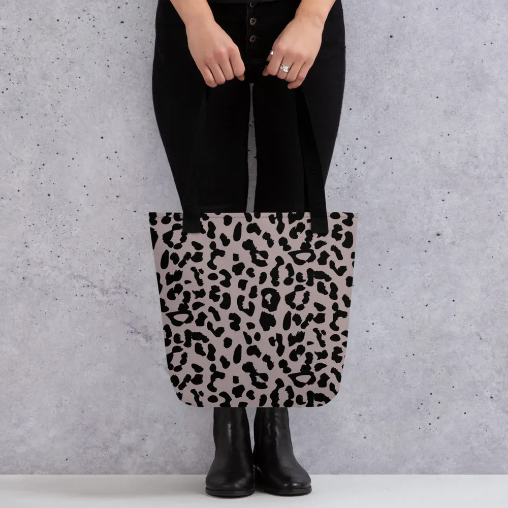 Leopard Print | Tote Bag with Black Handles
