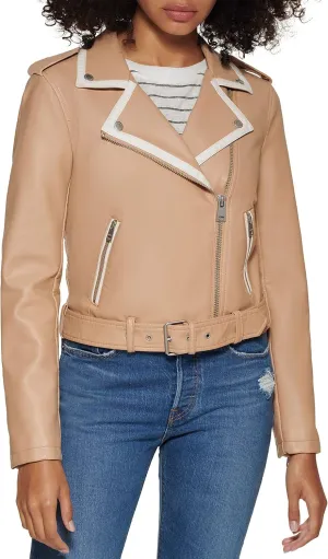 Levi's Women's Faux Leather Belted Motorcycle Jacket (Standard & Plus Sizes)