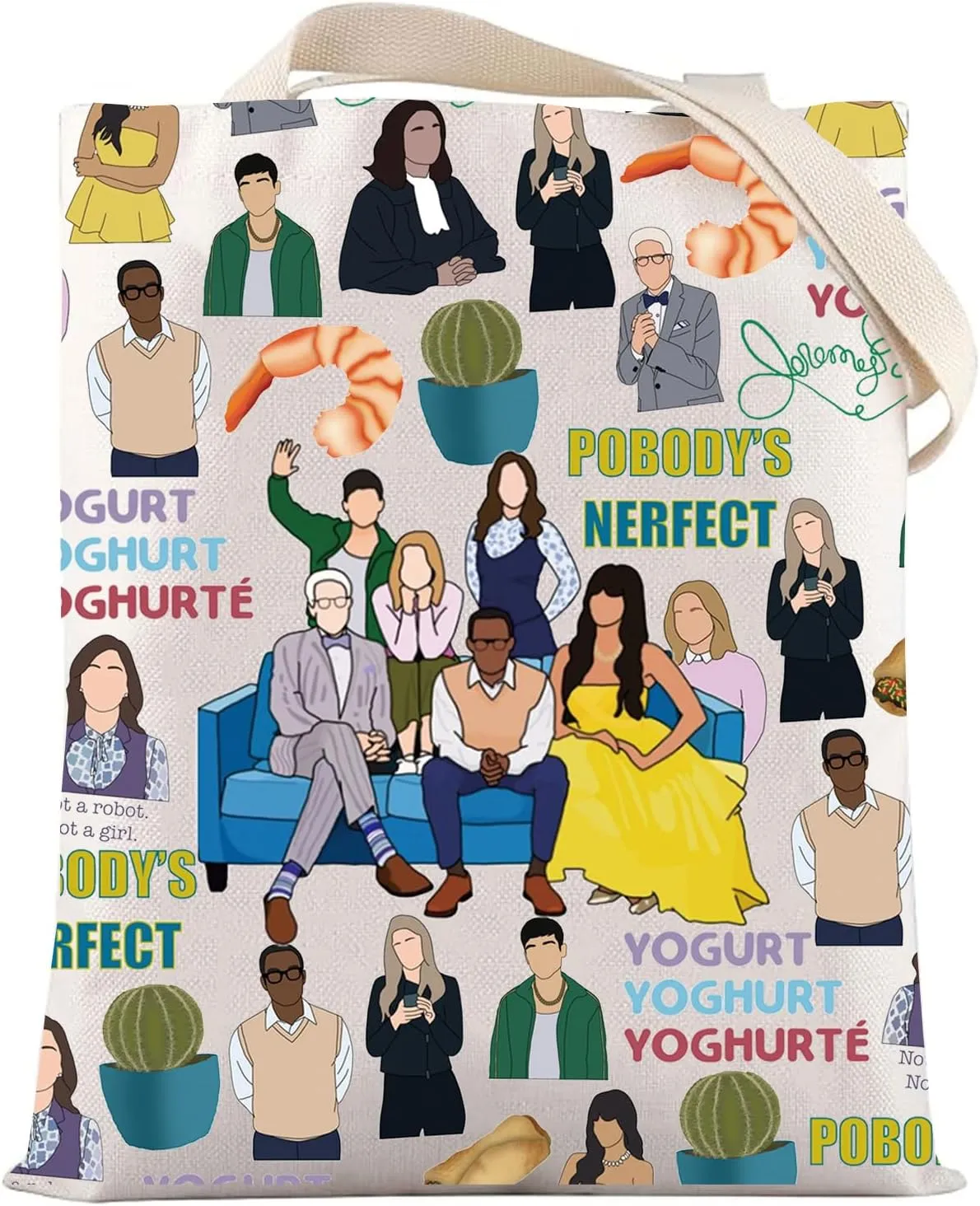 LEVLO Good Place Tote Bag Michael & Eleanor Fans Gifts Alexis & Jianyu & Chidi & Janet Shoulder Bag Good Place Merchandise