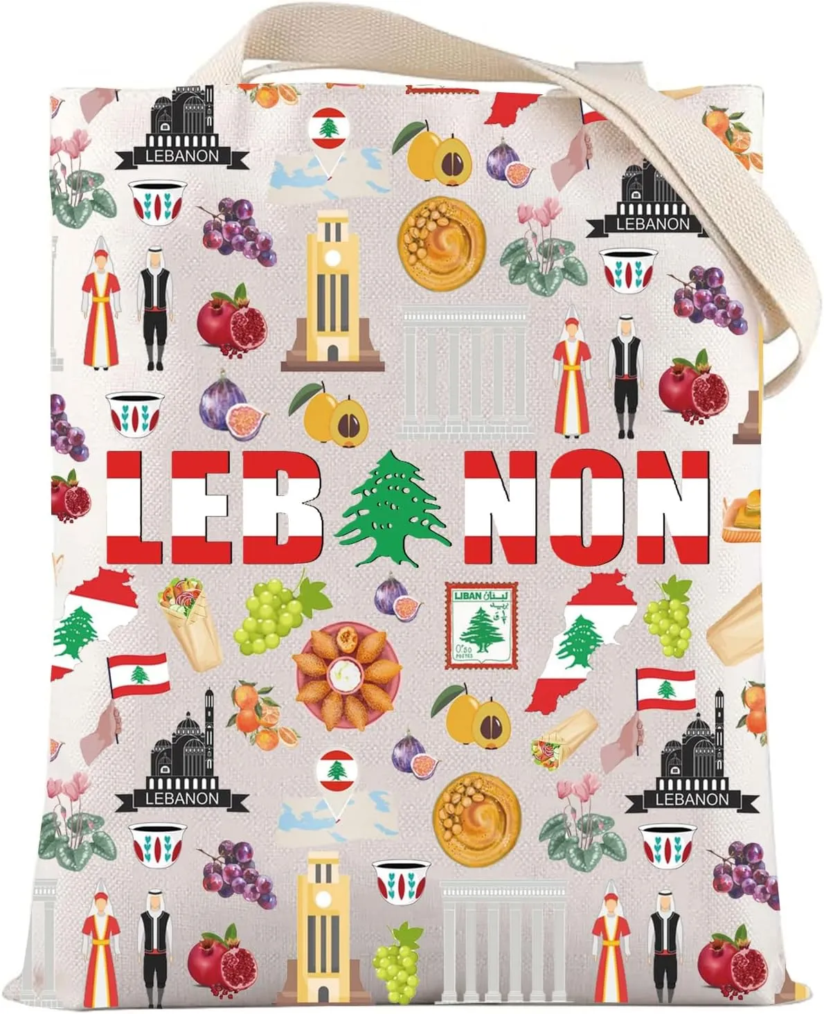 LEVLO Lebanon Tote Bag Lebanon Travel Souvenir Gift The Republic of Lebanon Trip Shoulder Bag Lebanon Vacation Merchandise