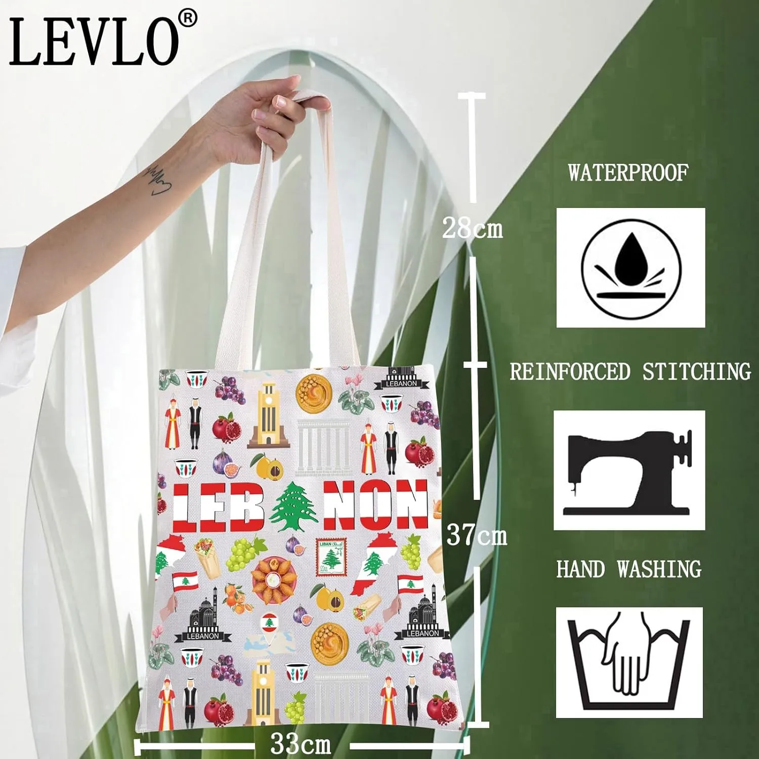 LEVLO Lebanon Tote Bag Lebanon Travel Souvenir Gift The Republic of Lebanon Trip Shoulder Bag Lebanon Vacation Merchandise