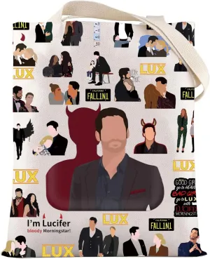 LEVLO Lucifer Tote Bag Lucifer Morningstar Fans Gift Lucifer Lux Nightclub Shoulder Bag Lucifer Merchandise