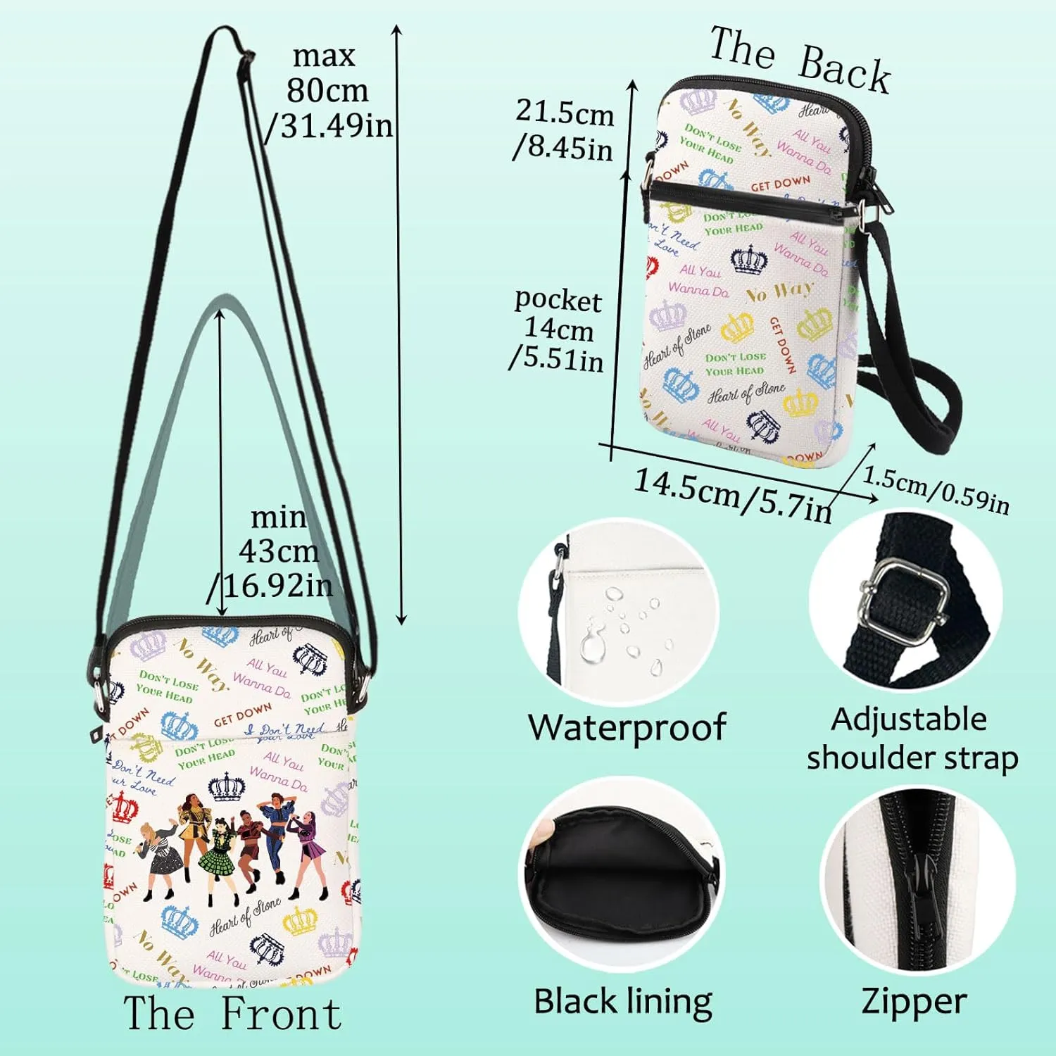 LEVLO Musical Queen Crossbody Bag Musical Lover Gift Six Queen Theater Shoulder Bag Six Queen Merch