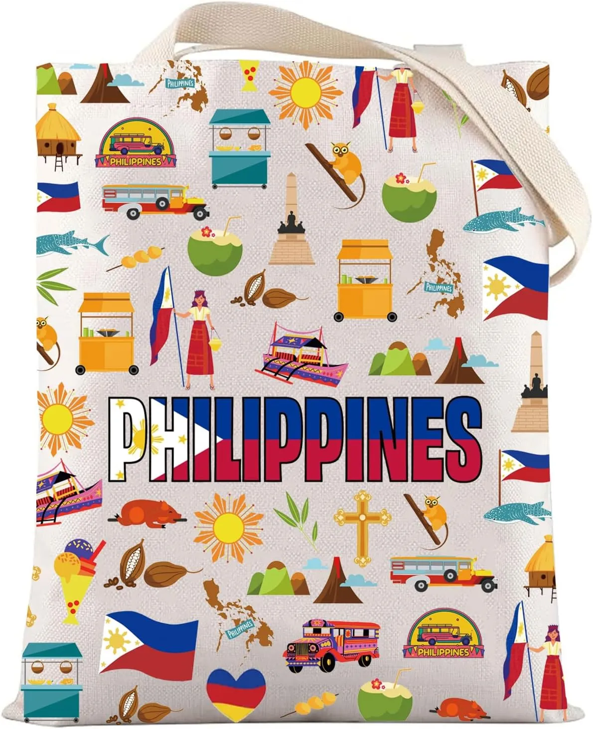 LEVLO Philippines Travel Tote Bag Asia Philippines Gift Republic of the Philippines Trip Shoulder Bag Philippines Merchandise