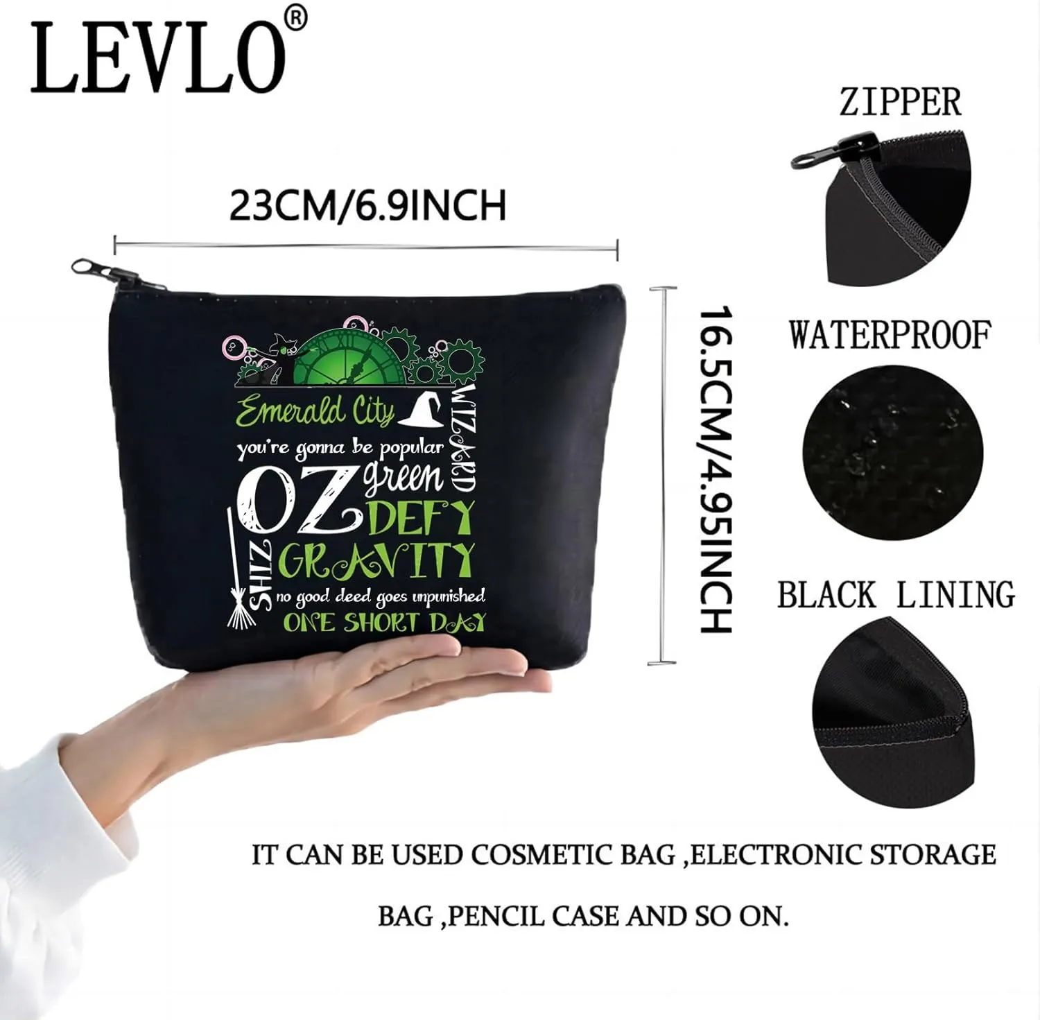 LEVLO Witch Cosmetic Bag Elphaba & Glinda Fans Gifts Witch Zipper Pouch Bag Elphaba And Glinda Merch