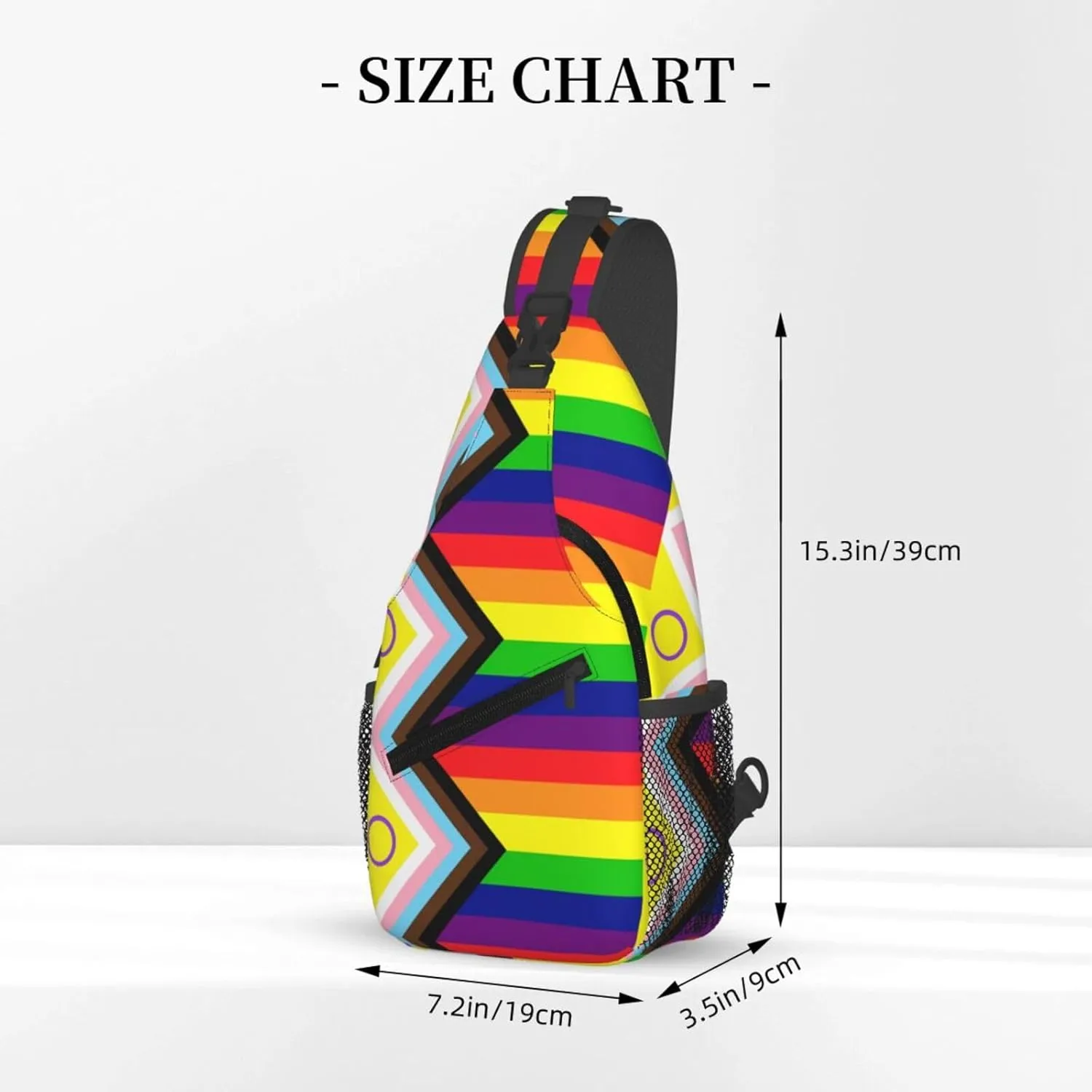 Lgbt Rainbow Gay Progress Pride Intersex Inclusive Flag Chest Sling Bag Crossbody Shoulder Backpack Bag Gym Cycling Daypack Travel Hiking Cross Bag
