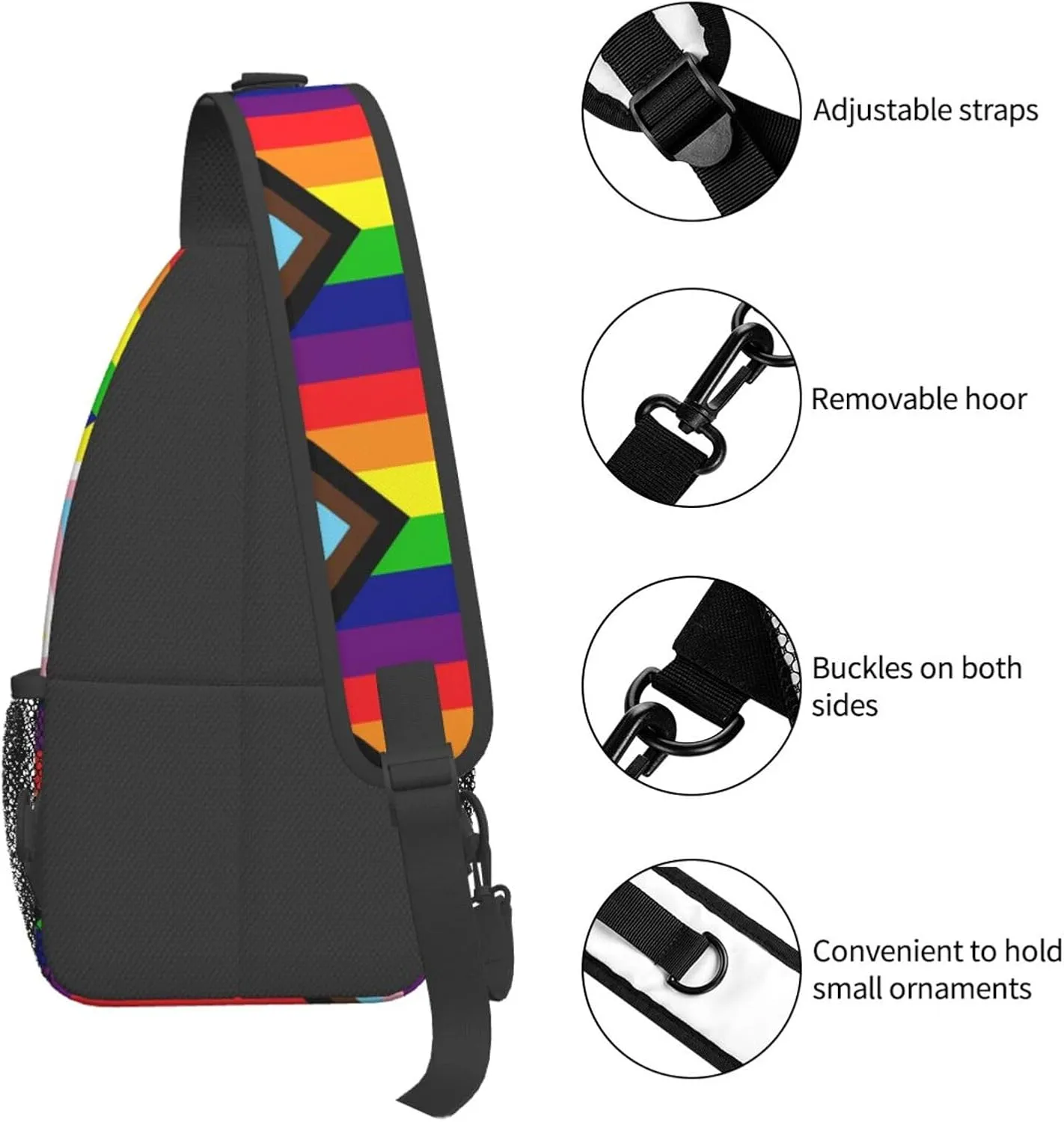 Lgbt Rainbow Gay Progress Pride Intersex Inclusive Flag Chest Sling Bag Crossbody Shoulder Backpack Bag Gym Cycling Daypack Travel Hiking Cross Bag