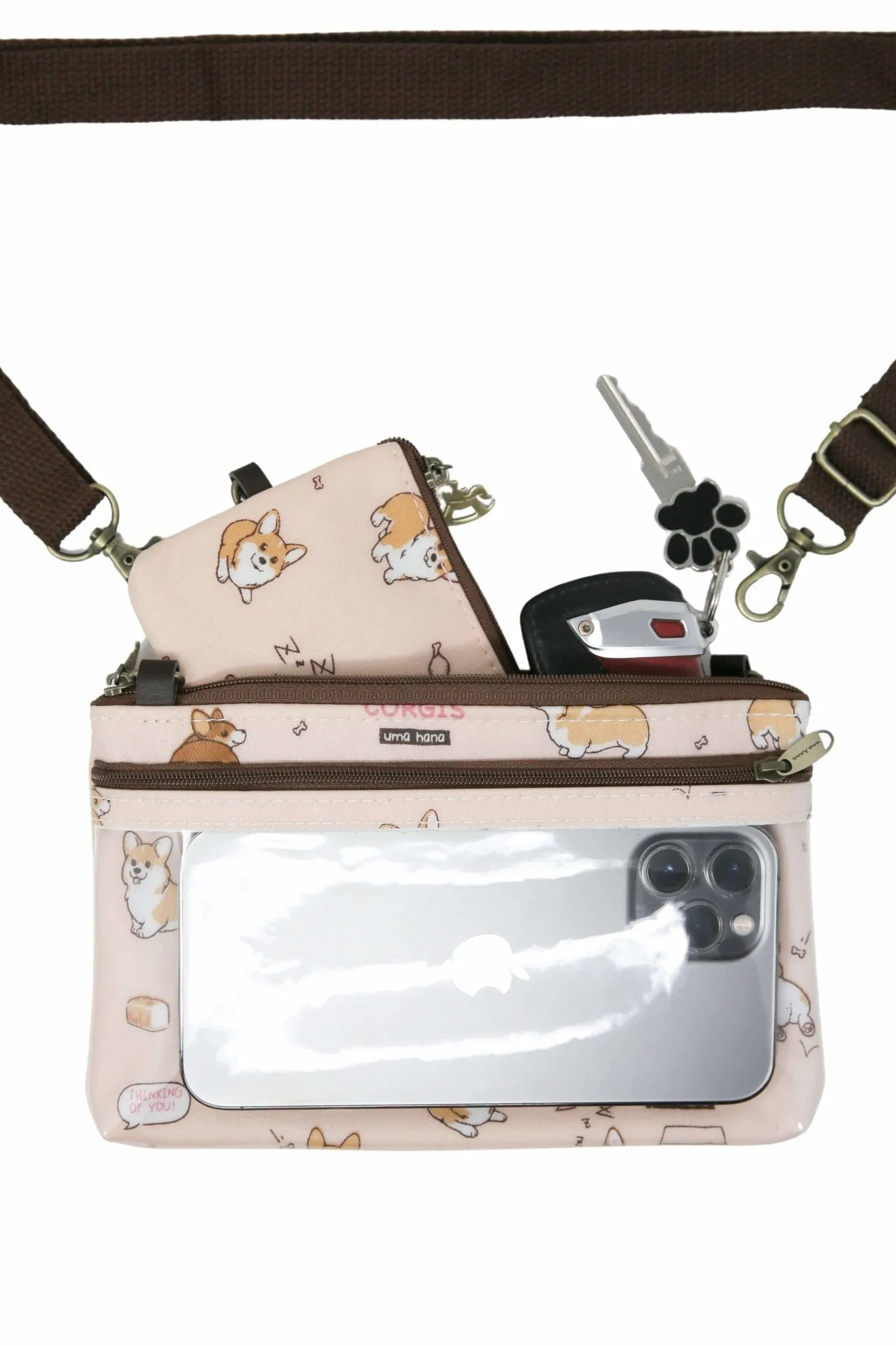 Lia Corgi Small Crossbody Bag (Peach)