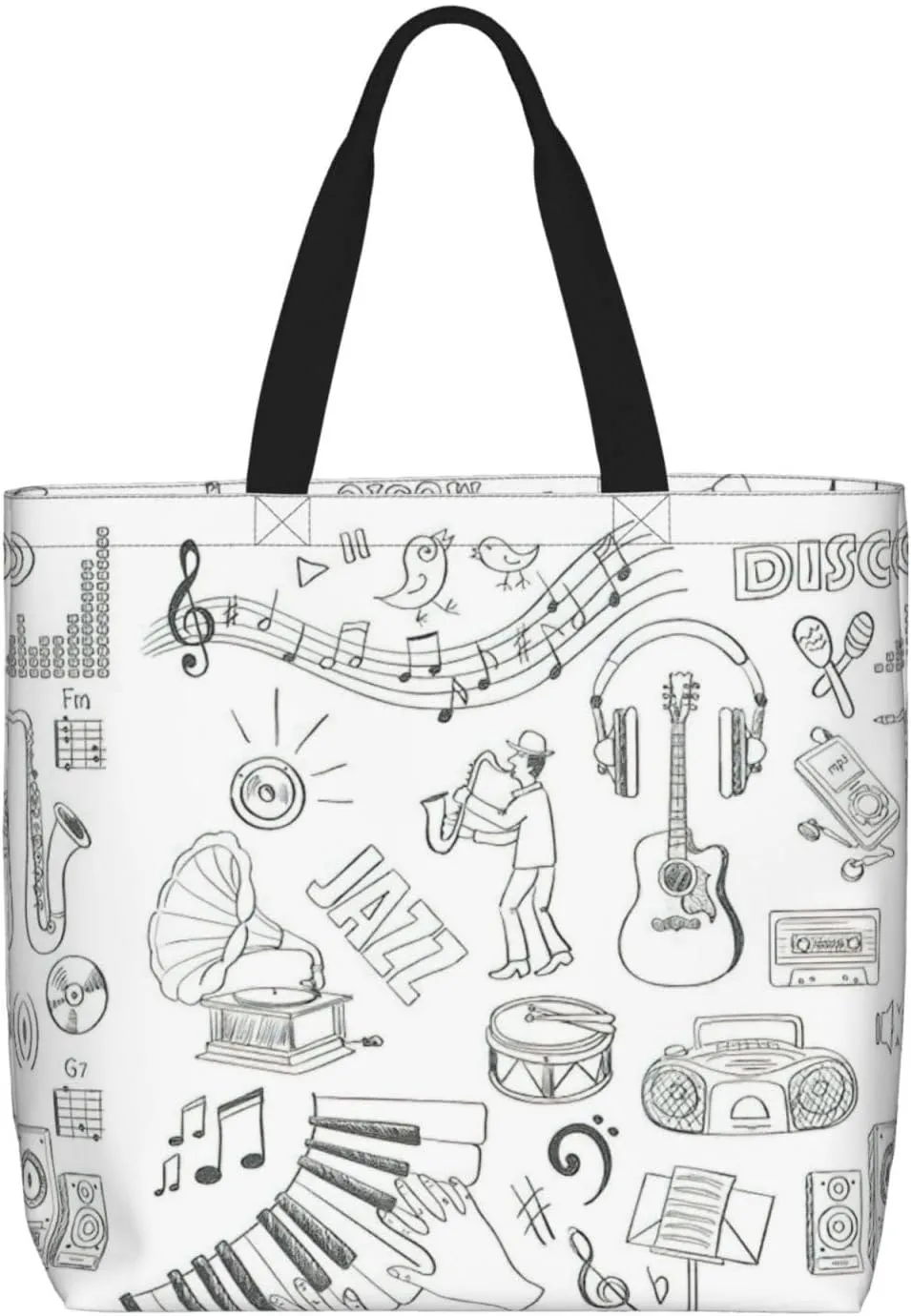 Library Bookshelf Book Print Tote Bag Shoulde Bag Handbag Grocery Bags Reusable For Office Shopping Travel Casual