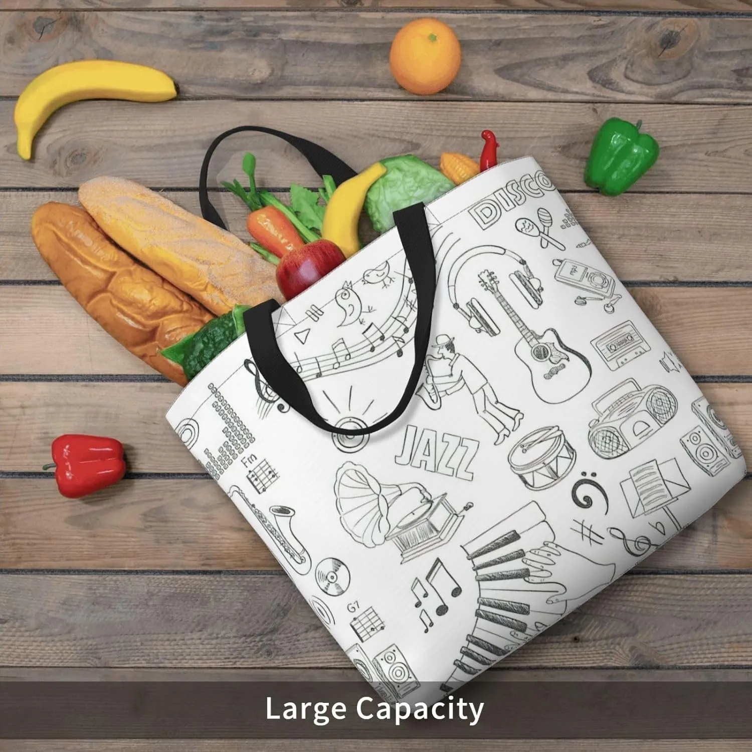 Library Bookshelf Book Print Tote Bag Shoulde Bag Handbag Grocery Bags Reusable For Office Shopping Travel Casual