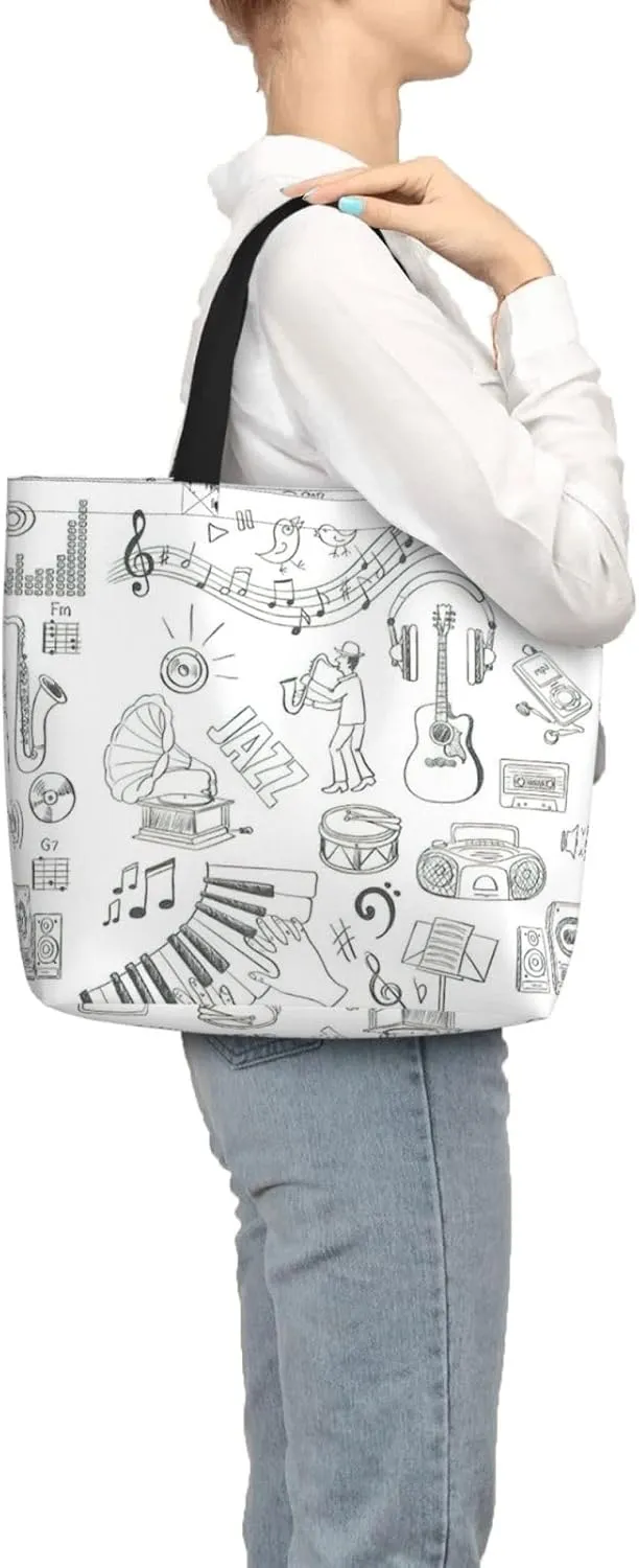 Library Bookshelf Book Print Tote Bag Shoulde Bag Handbag Grocery Bags Reusable For Office Shopping Travel Casual