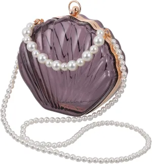 LIFKOME Pearl Purses for Women Shell Bag Shoulder Bag for Women Fashionable Pearl Strap Crossbody Bag