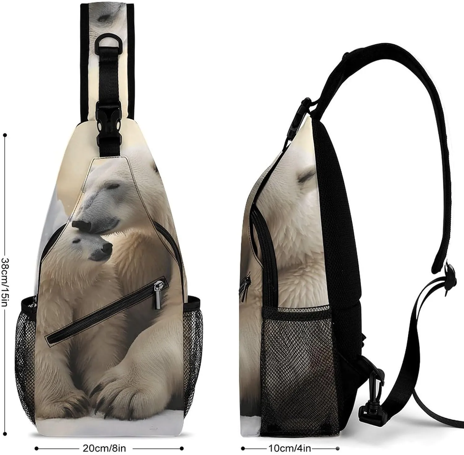 Lightweight Chest Bag Crossbody Bag Polar Bear Love Sling Backpack for Women Men Sports Travel