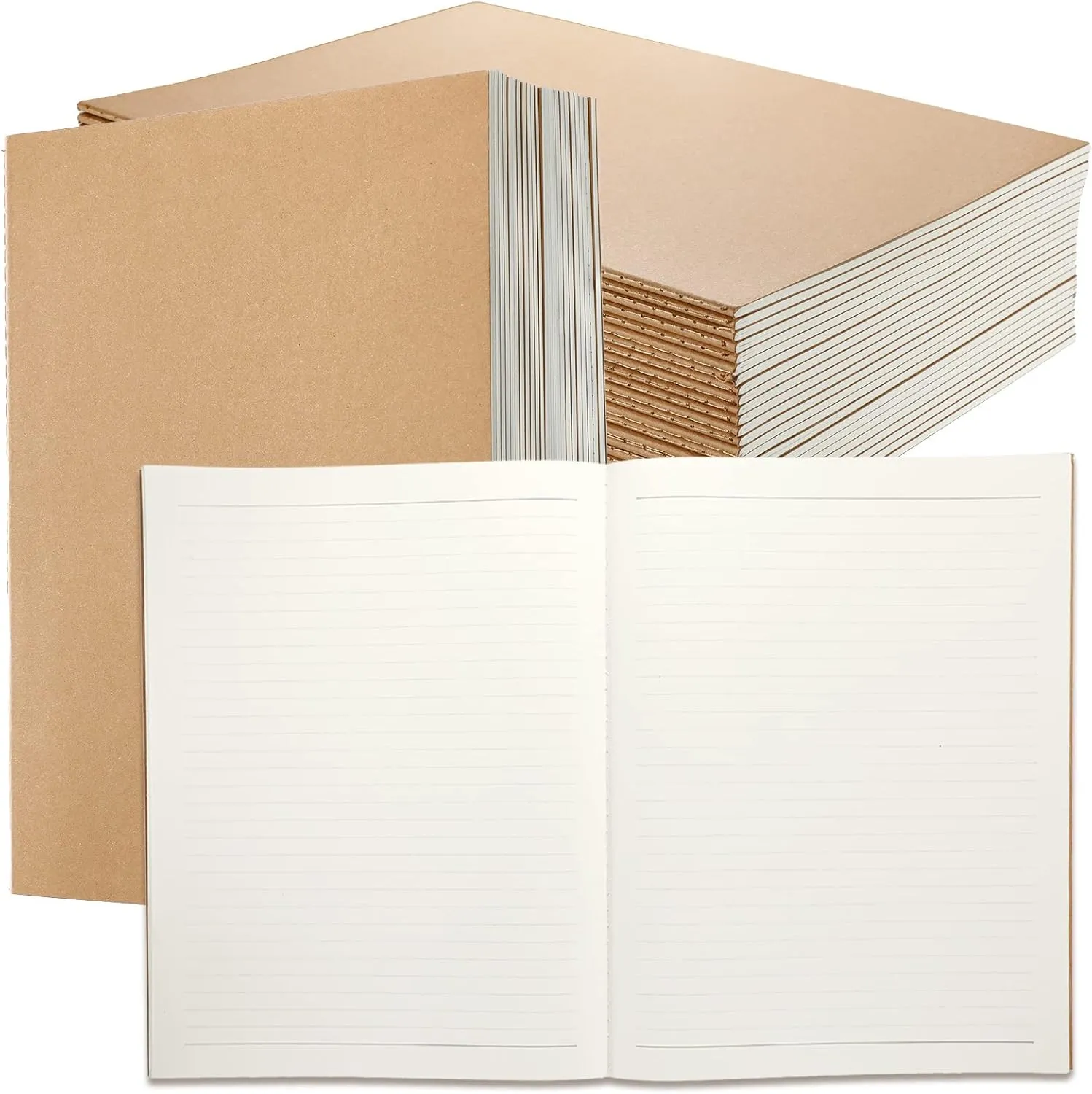 Lincia 36 Pack Large Kraft Notebooks Bulk, 8.5 x 11 Inch College Ruled A4 Subject Diary Journals Notebooks for Office Notes Writing Supplies, 60 Pages