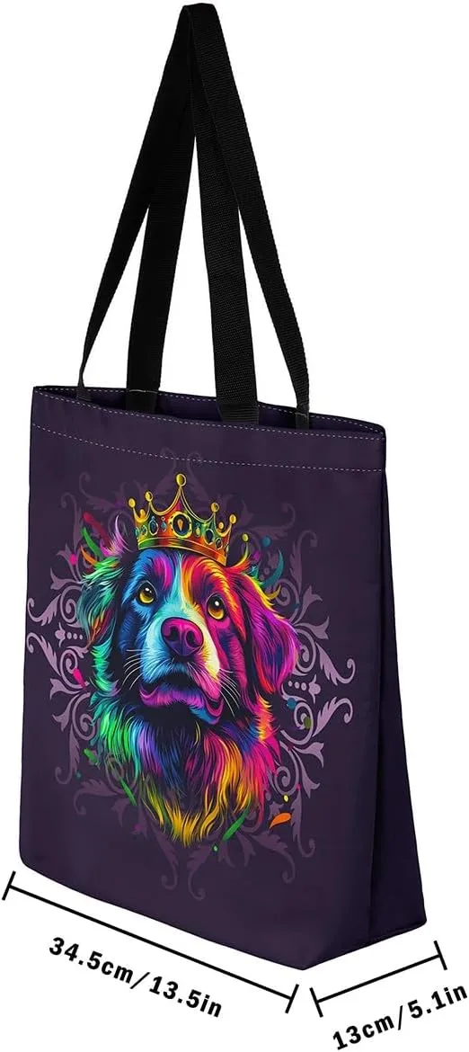 Lion Tote Bag,Black Damask Flowers Canvas Tote Bag