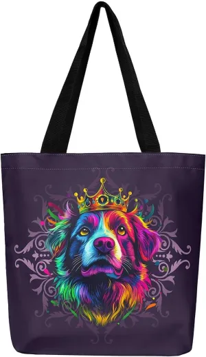 Lion Tote Bag,Black Damask Flowers Canvas Tote Bag