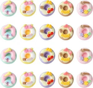 LiQunSweet 30 Pcs 5 Styles Opaque Imitation Cream Donut Resin Beads Mixed Color Imitation Dessert Food Plastic Beads for DIY Jewelry Handbag Decoration