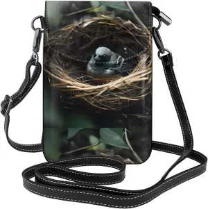 Little Bird Nest Leather Cross Body Flip Phone Bag With Detachable Shoulder Straps, Used For Travel, Dating, Holiday Gifts