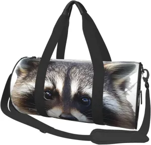 Little Raccoon Face Printed Sports Gym Bag for Men Women Foldable Duffel Bag Carry On Weekender Bag for Travel Sports