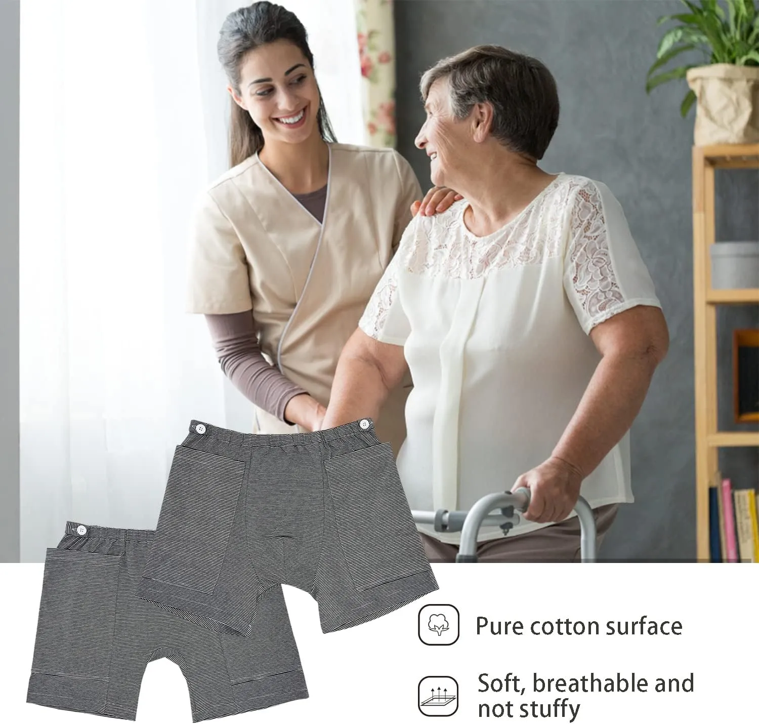 Lmaray Incontinence Care Trousers 2 Packs, Catheter Leg Bag Shorts, Urinary Incontinence Supplies for Women, Compatible with Nephrostomy, Foley, Suprapubic & Biliary Catheters (3XL(Lady's))