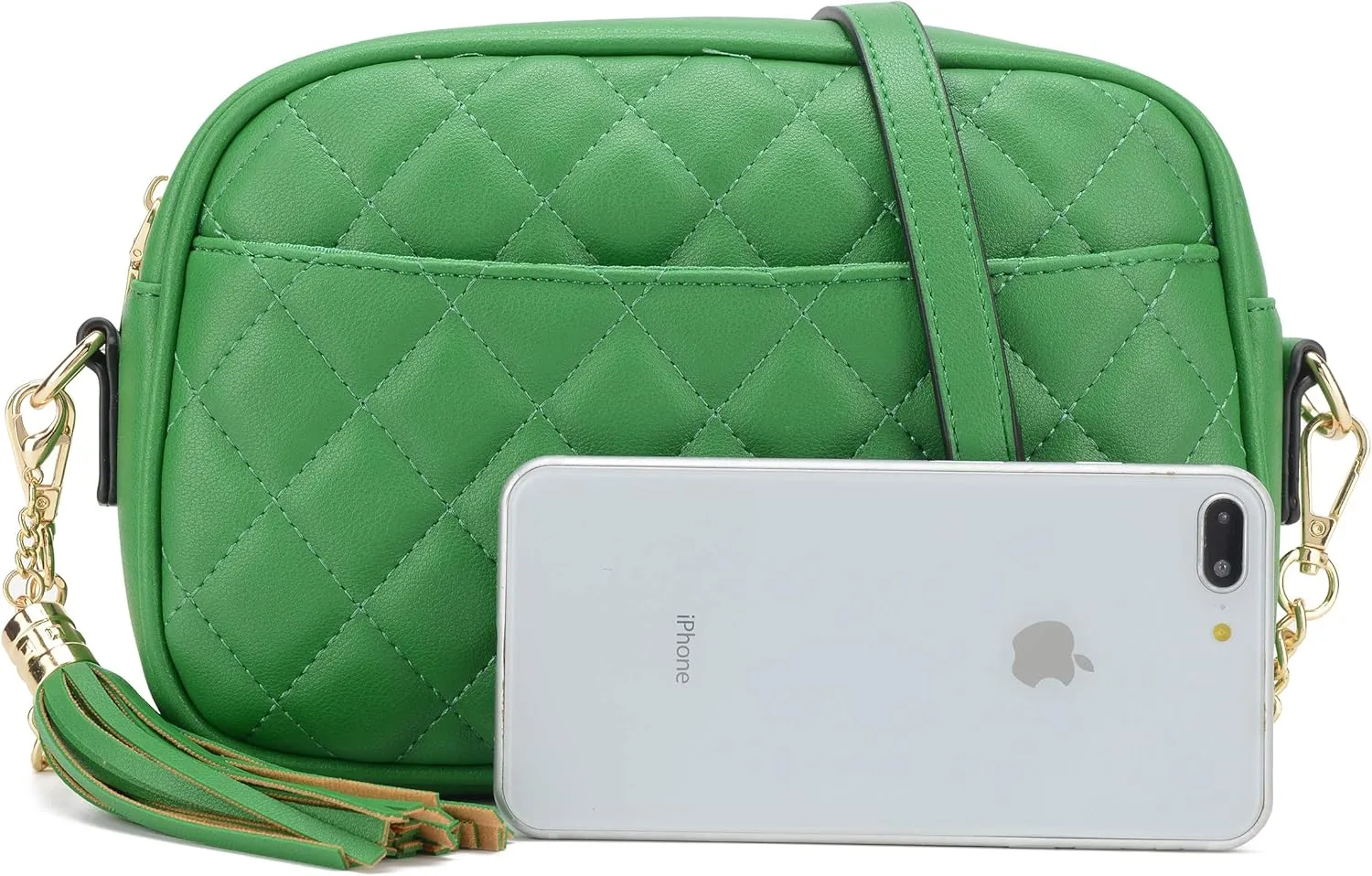lola mae Quilted Crossbody Bag, Medium Lightweight Shoulder Purse Top Zipper Tassel Accent