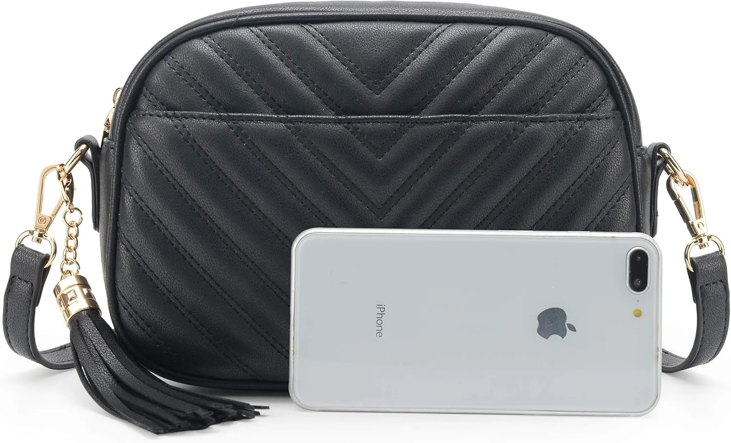 lola mae Quilted Crossbody Bag, Medium Lightweight Shoulder Purse Top Zipper Tassel Accent