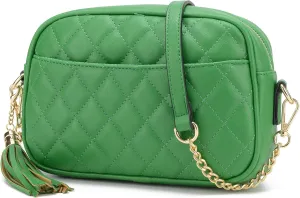 lola mae Quilted Crossbody Bag, Medium Lightweight Shoulder Purse Top Zipper Tassel Accent