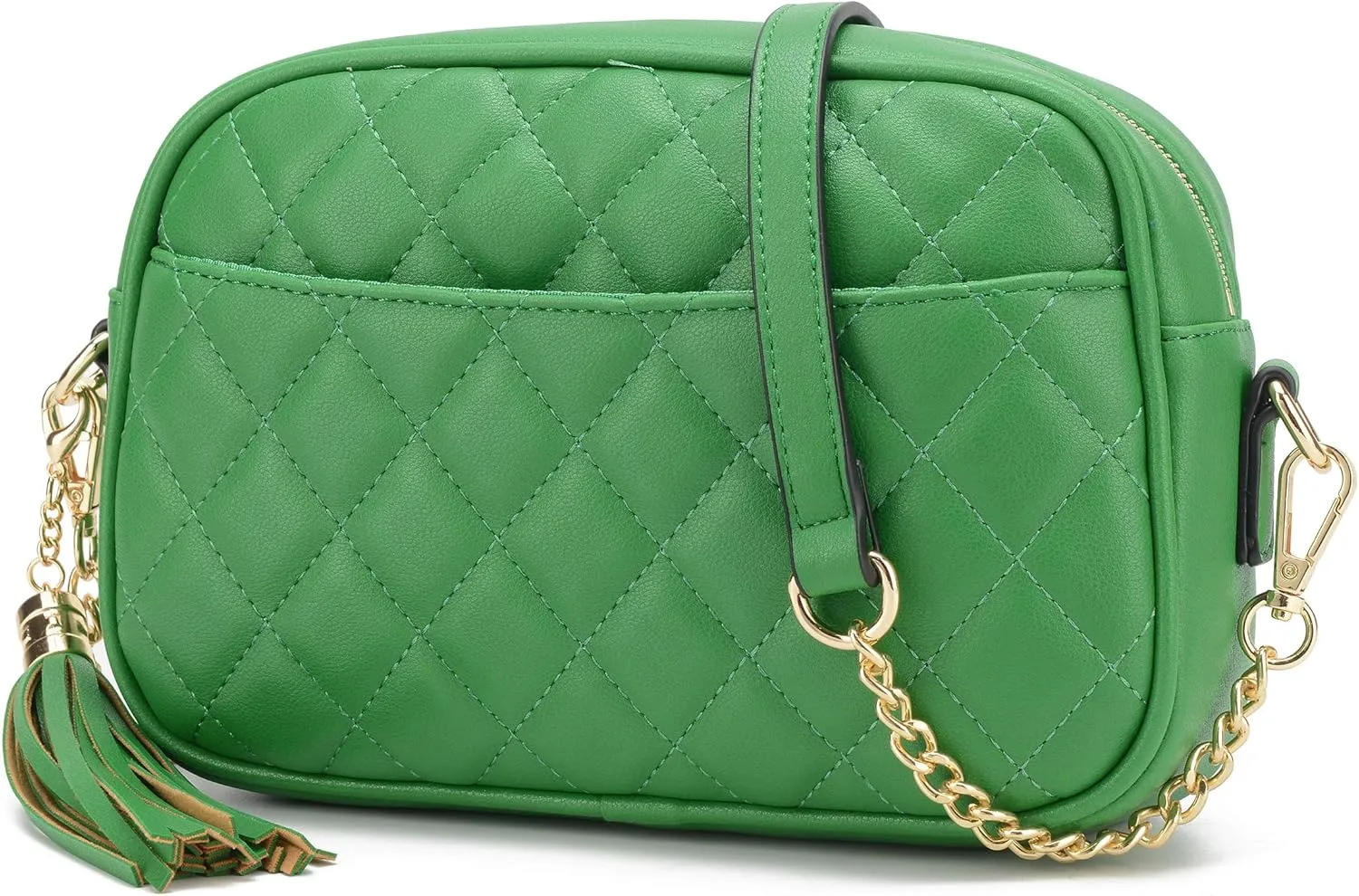 lola mae Quilted Crossbody Bag, Medium Lightweight Shoulder Purse Top Zipper Tassel Accent