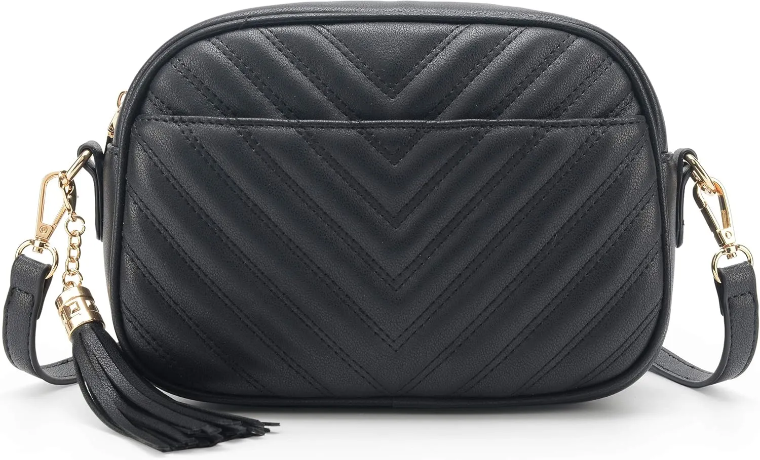 lola mae Quilted Crossbody Bag, Medium Lightweight Shoulder Purse Top Zipper Tassel Accent