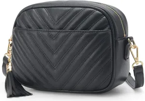 lola mae Quilted Crossbody Bag, Medium Lightweight Shoulder Purse Top Zipper Tassel Accent