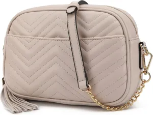 lola mae Quilted Crossbody Bag, Medium Lightweight Shoulder Purse Top Zipper Tassel Accent