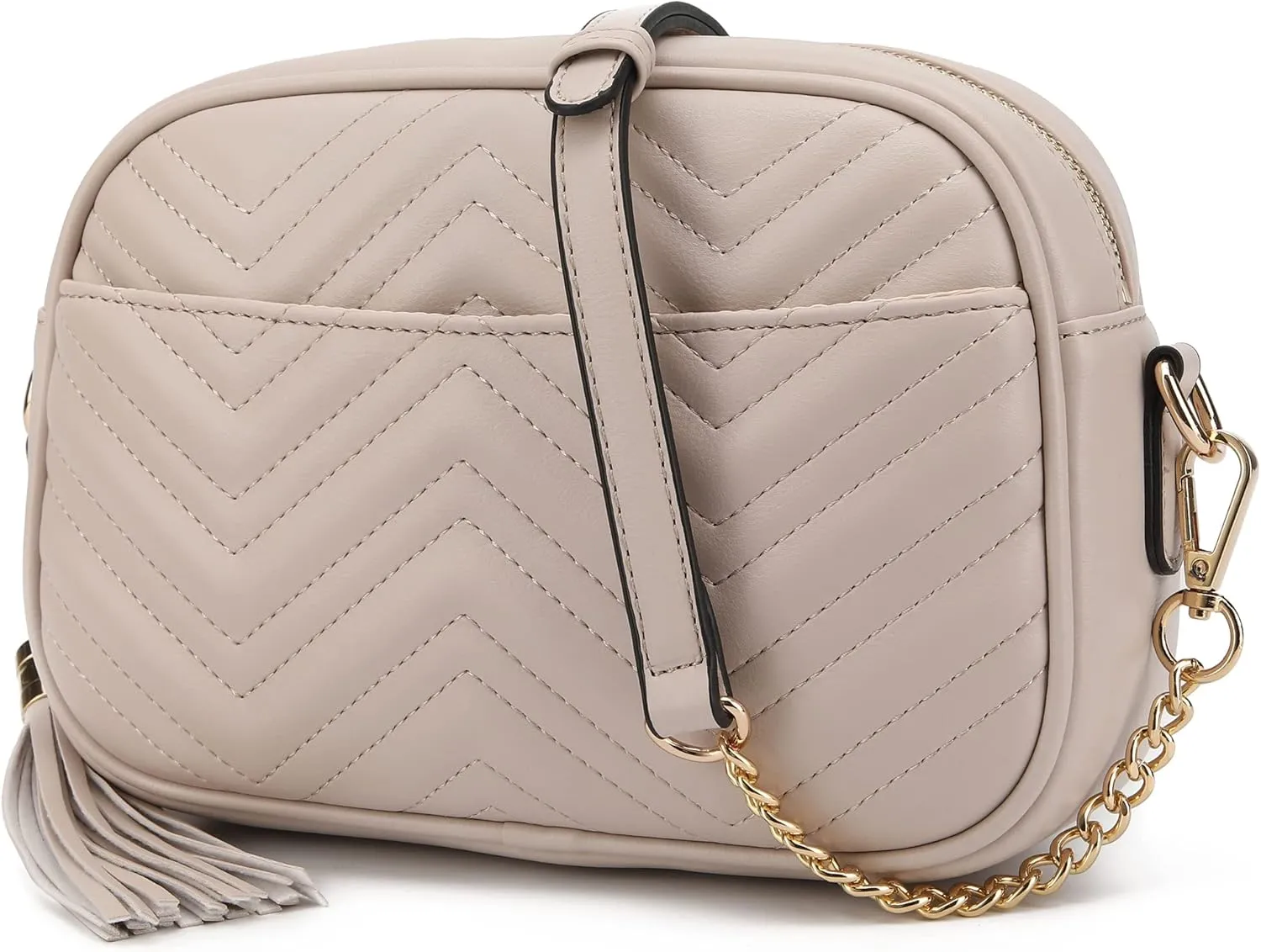lola mae Quilted Crossbody Bag, Medium Lightweight Shoulder Purse Top Zipper Tassel Accent