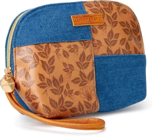 Lucky Brand Women's Toiletries Bag - Cosmetics Dome Bag for Travel, Multifunctional Organizer Pouch, Denim/PU