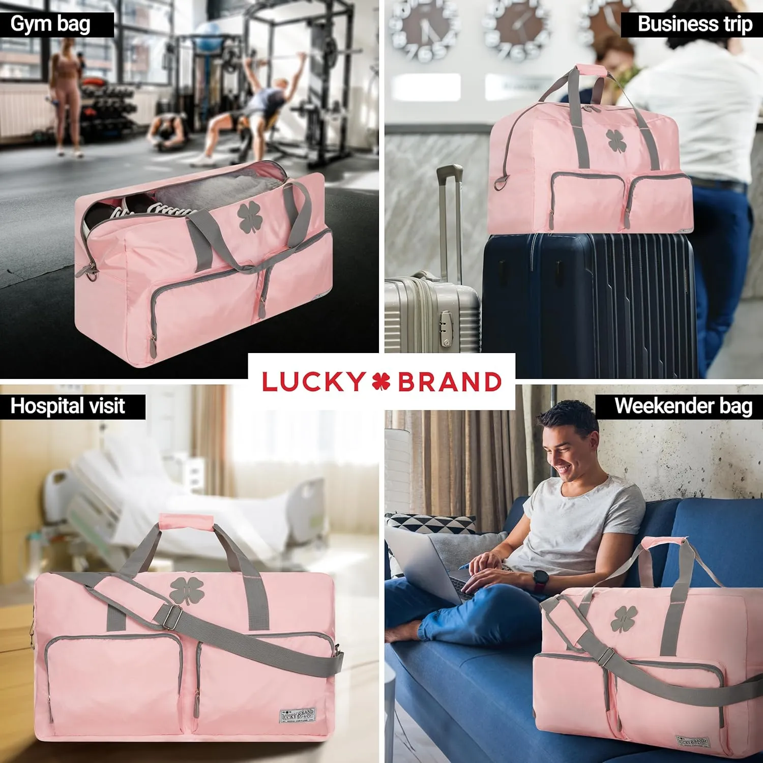 Lucky Travel Duffel Bags 40L, Gym Bag, Travel Bag & Large Duffle Bag for Men, Foldable Overnight Weekender Bags for Women & Men with Adjustable Shoulder Strap