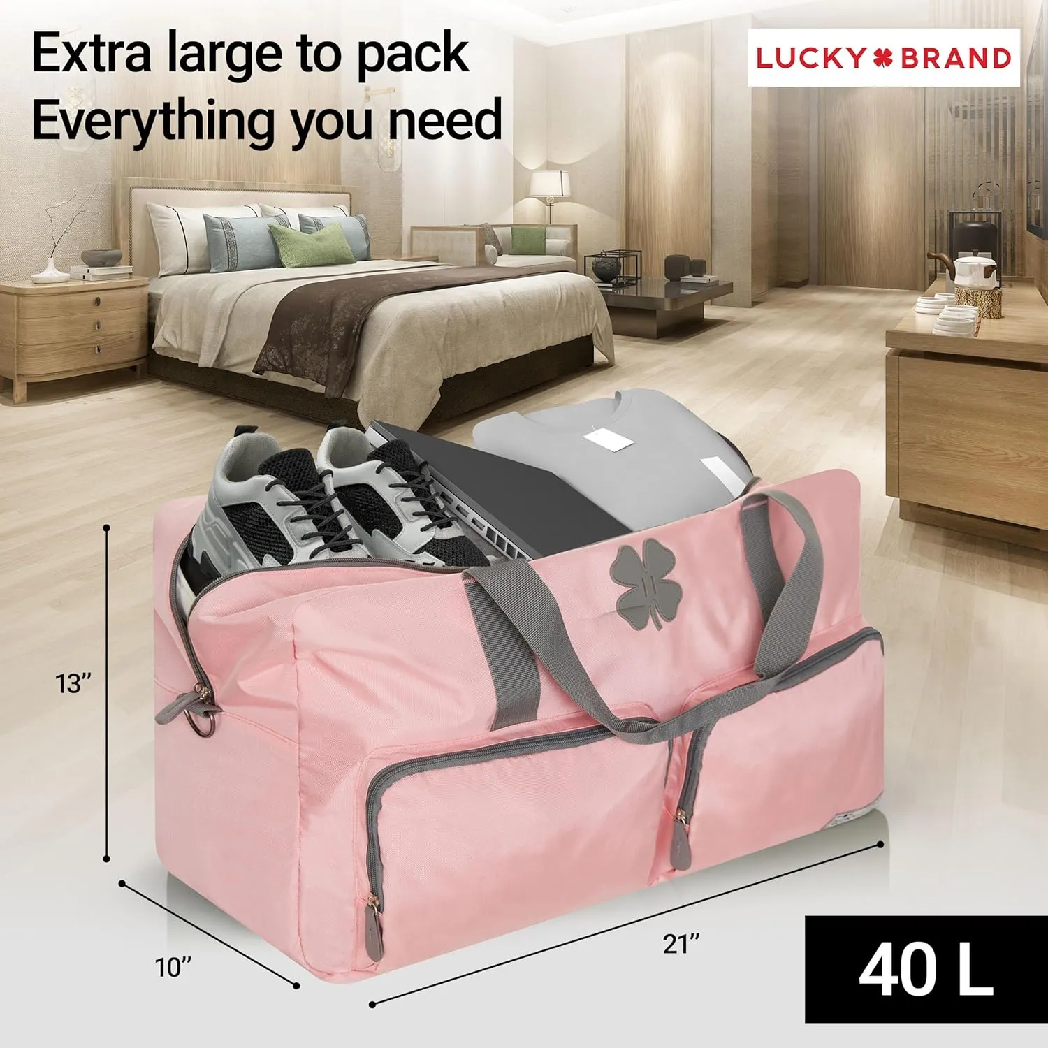 Lucky Travel Duffel Bags 40L, Gym Bag, Travel Bag & Large Duffle Bag for Men, Foldable Overnight Weekender Bags for Women & Men with Adjustable Shoulder Strap