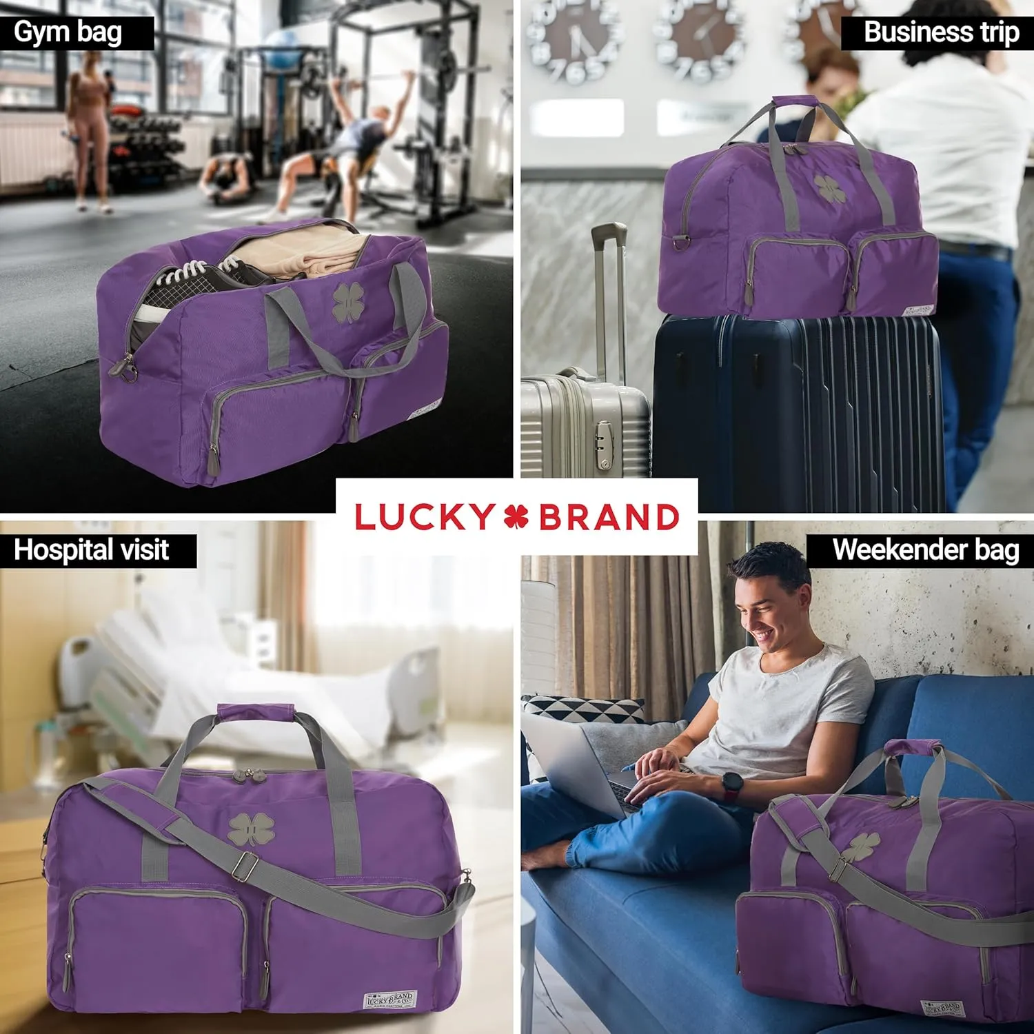 Lucky Travel Duffel Bags 65L, Gym Bag, Travel Bag & Large Duffle Bag for Men, Foldable Overnight Weekender Bags for Women & Men with Adjustable Shoulder Strap,
