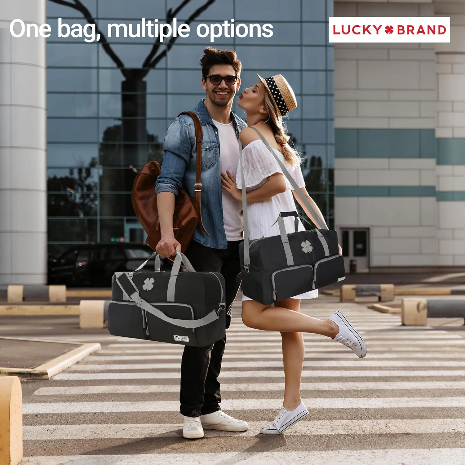 Lucky Travel Duffel Bags 85L, Gym Bag, Travel Bag & Large Duffle Bag for Men, Foldable Overnight Weekender Bags for Women & Men with Adjustable Shoulder Strap, Black