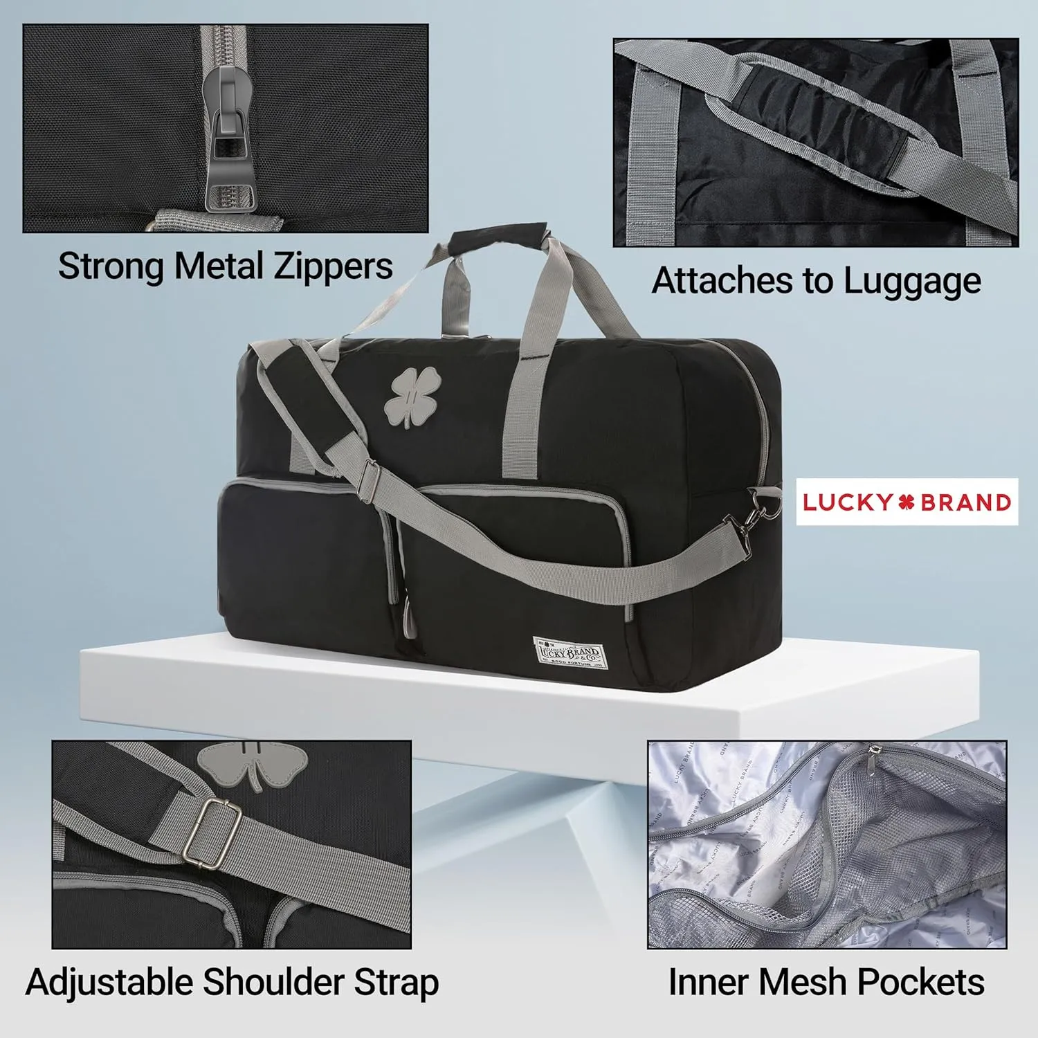 Lucky Travel Duffel Bags 85L, Gym Bag, Travel Bag & Large Duffle Bag for Men, Foldable Overnight Weekender Bags for Women & Men with Adjustable Shoulder Strap, Black
