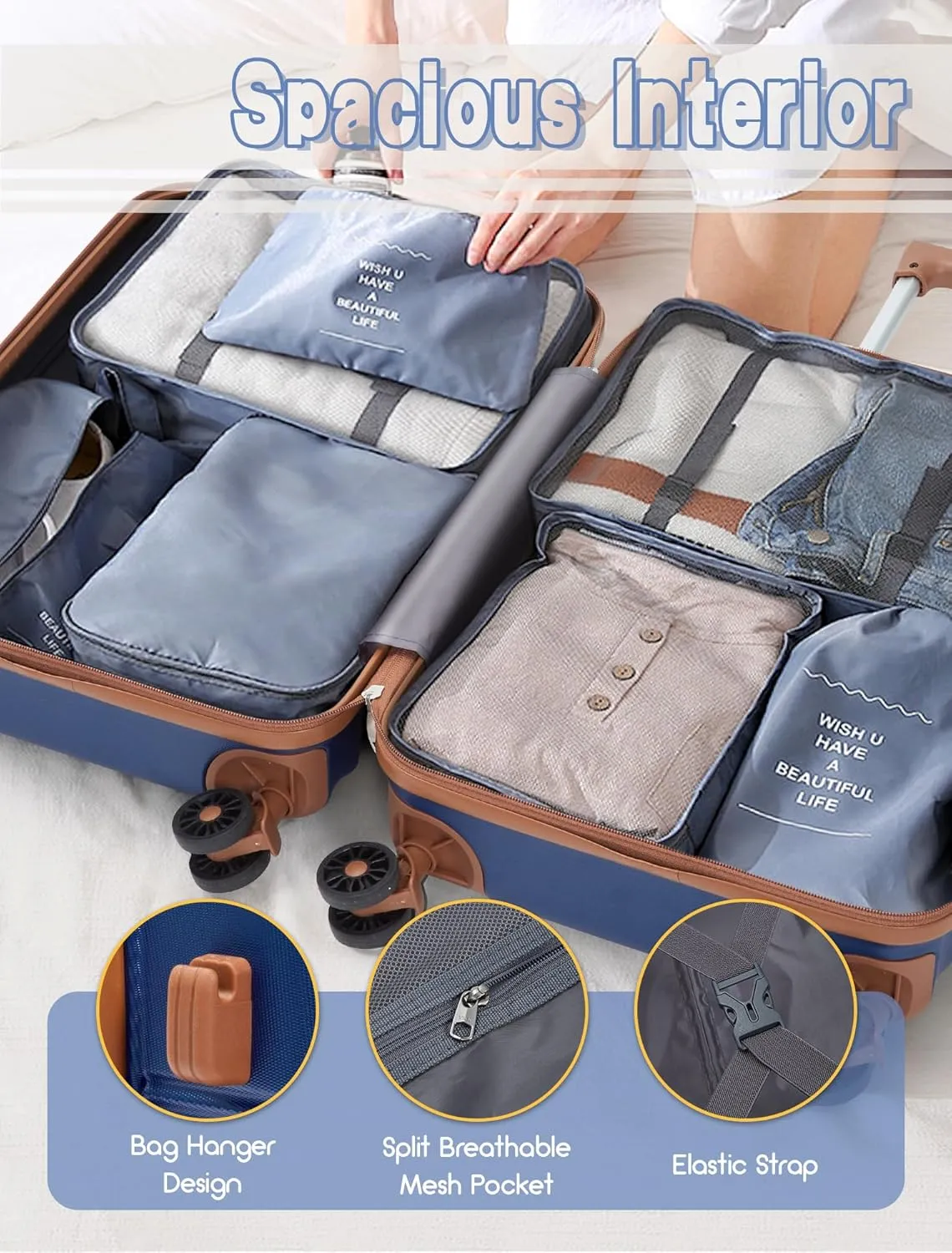 Luggage Sets 5 Piece, Suitcases with Wheels, Hardshell Suitcase Set, ABS Carry on Luggage Set with TSA Lock, Travel Luggage
