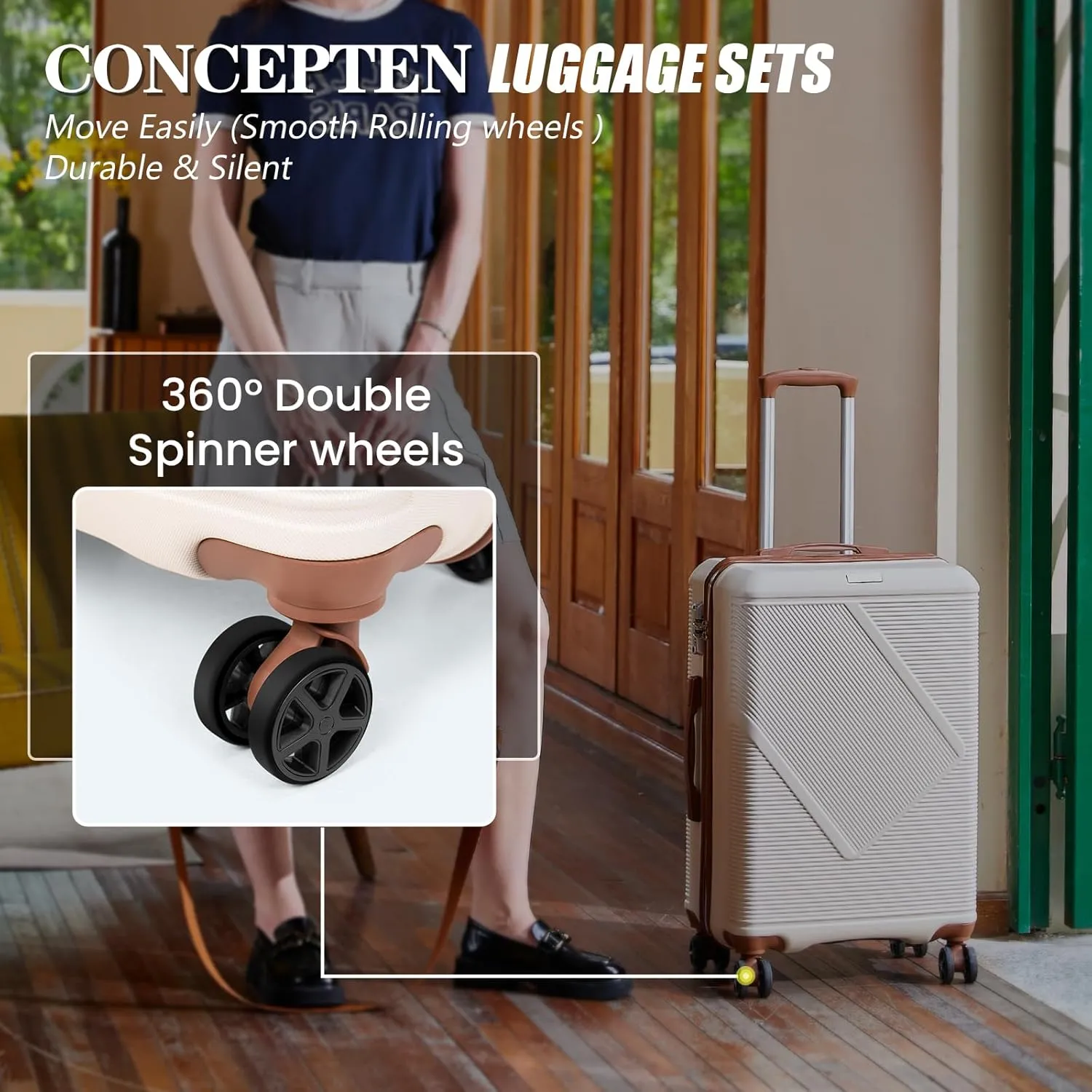 Luggage Sets 5 Piece, Suitcases With Wheels, Lightweight Travel Luggage Set With TSA Lock, ABS Hardshell Carry On Suitcase Set, Lavender