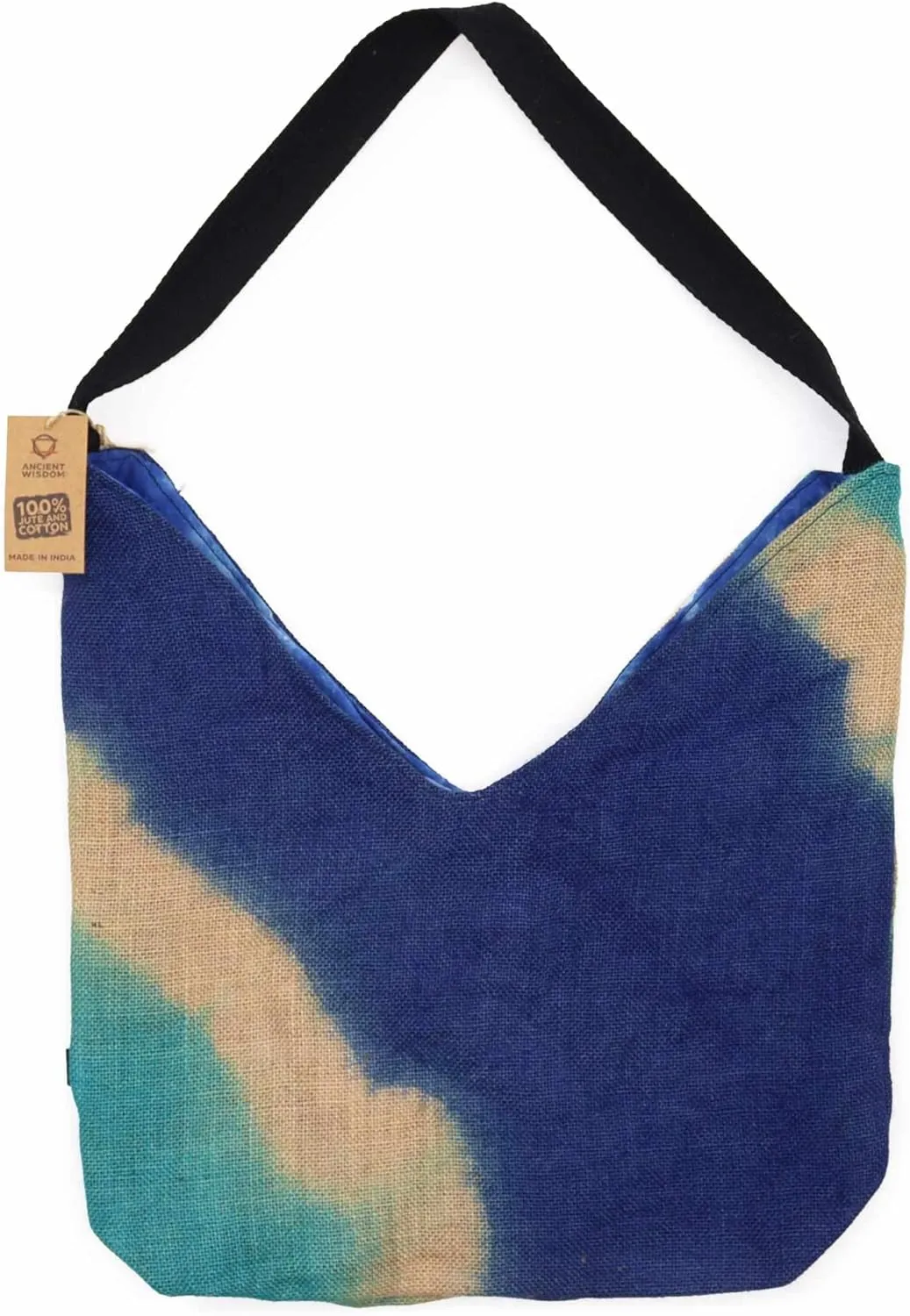 Luxuriously Soft Blend Shoulder Tote - Denim Blue | Eco-Friendly Jute and Cotton Tote Bag | Versatile Everyday Tote with Gold Magnetic Closure, Blue, One Size, Blue, One Size