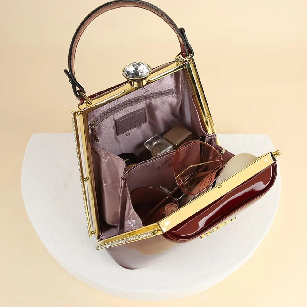 Luxury Fashion Diamonds Purse Women Leather Evening Bag Small Shoulder Crossbody Bag Crystal Buckle Party Mobile Phone Bags