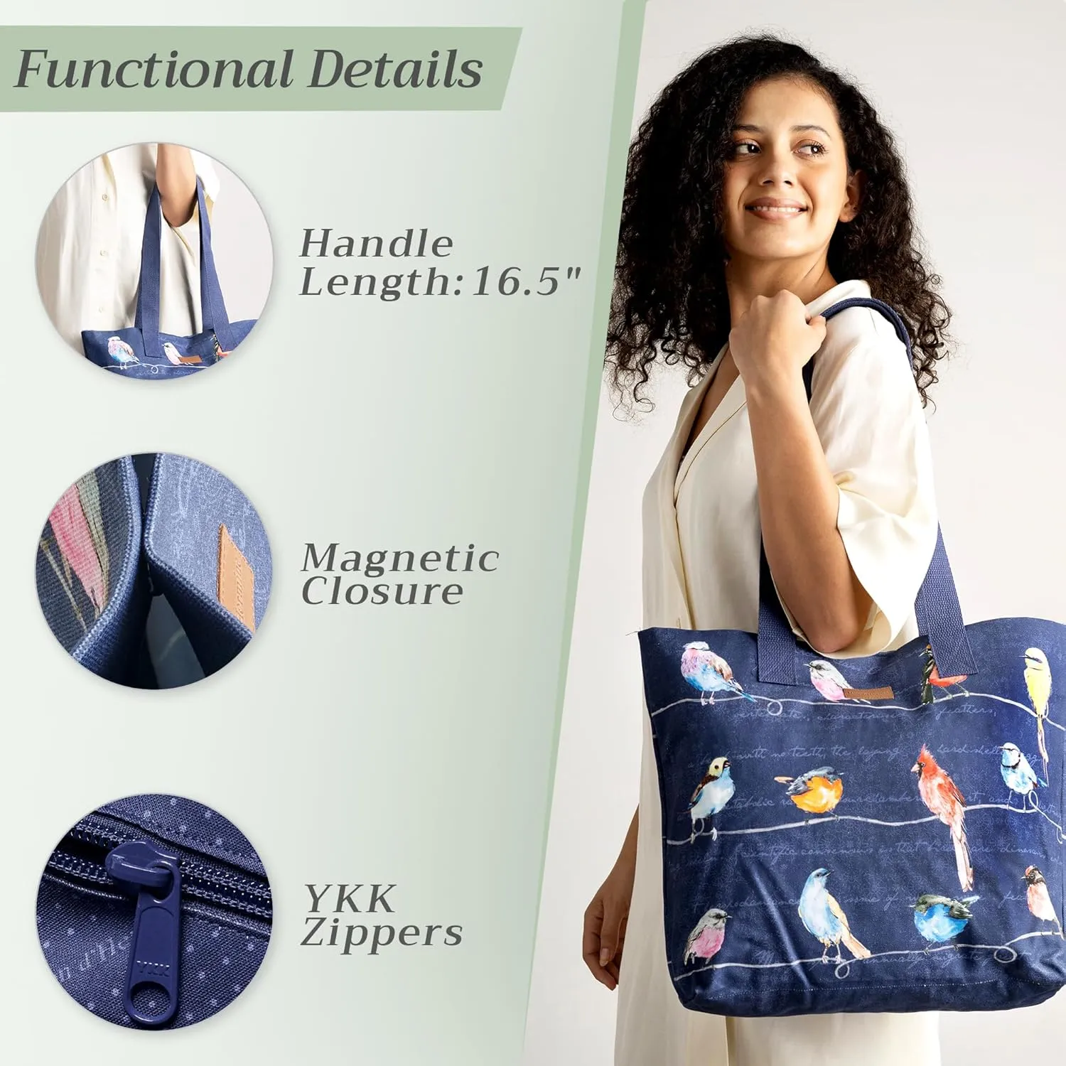 Maison d' Hermine Canvas Tote Bag 100% Cotton Canvas Reusable Shoulder Grocery Bag for Shopping Perfect for Men Women